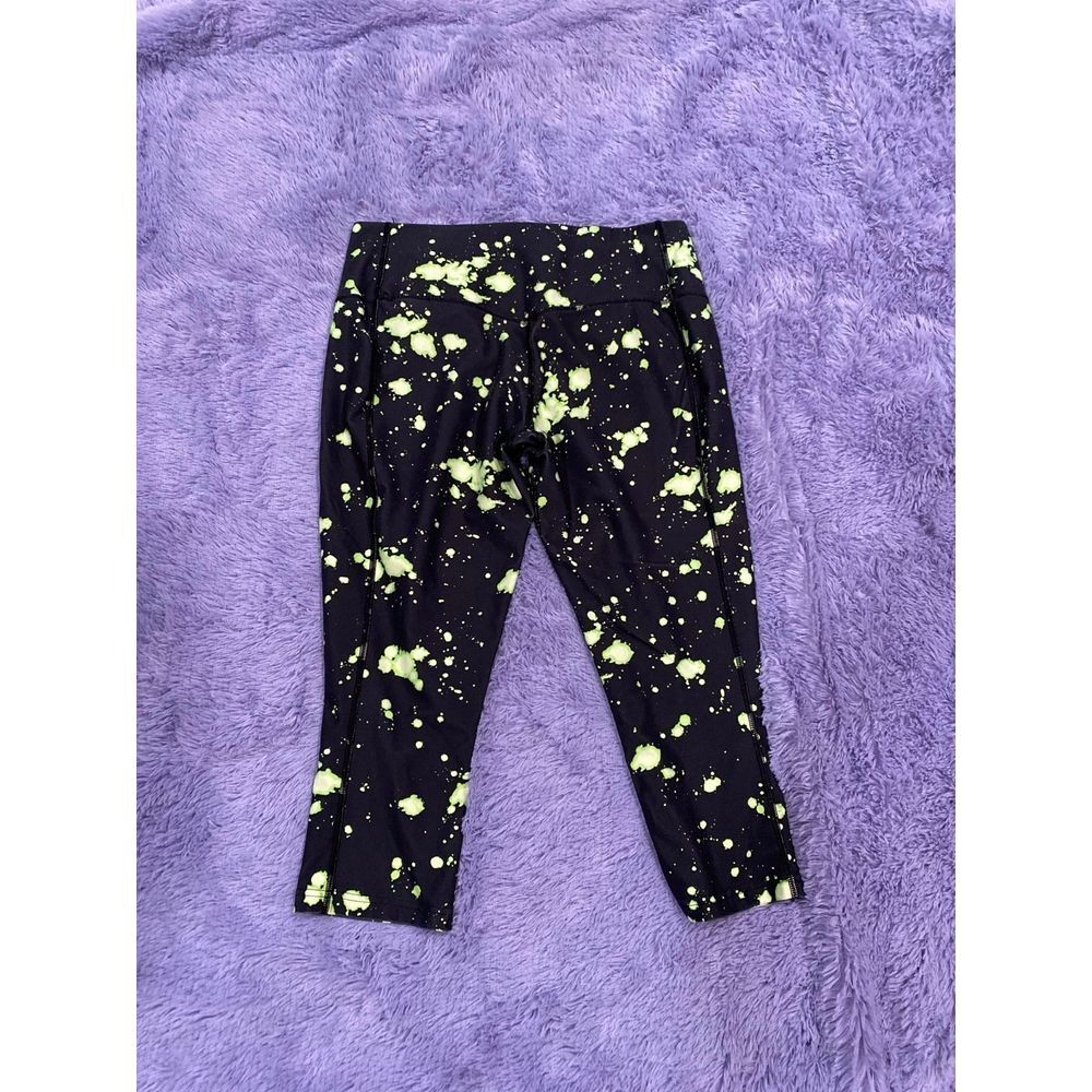 Nike Dri-FIT Legendary Leggings Womens Large Black Lime Green Splatter Capri L - Picture 3 of 6